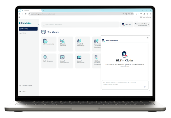 latop with the cloda interface