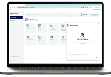 Laptop with the Knowledge interface on the screen