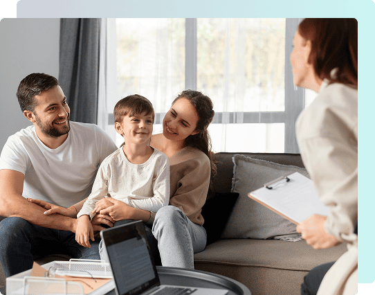 ipas family applicants talking to a reception officer.